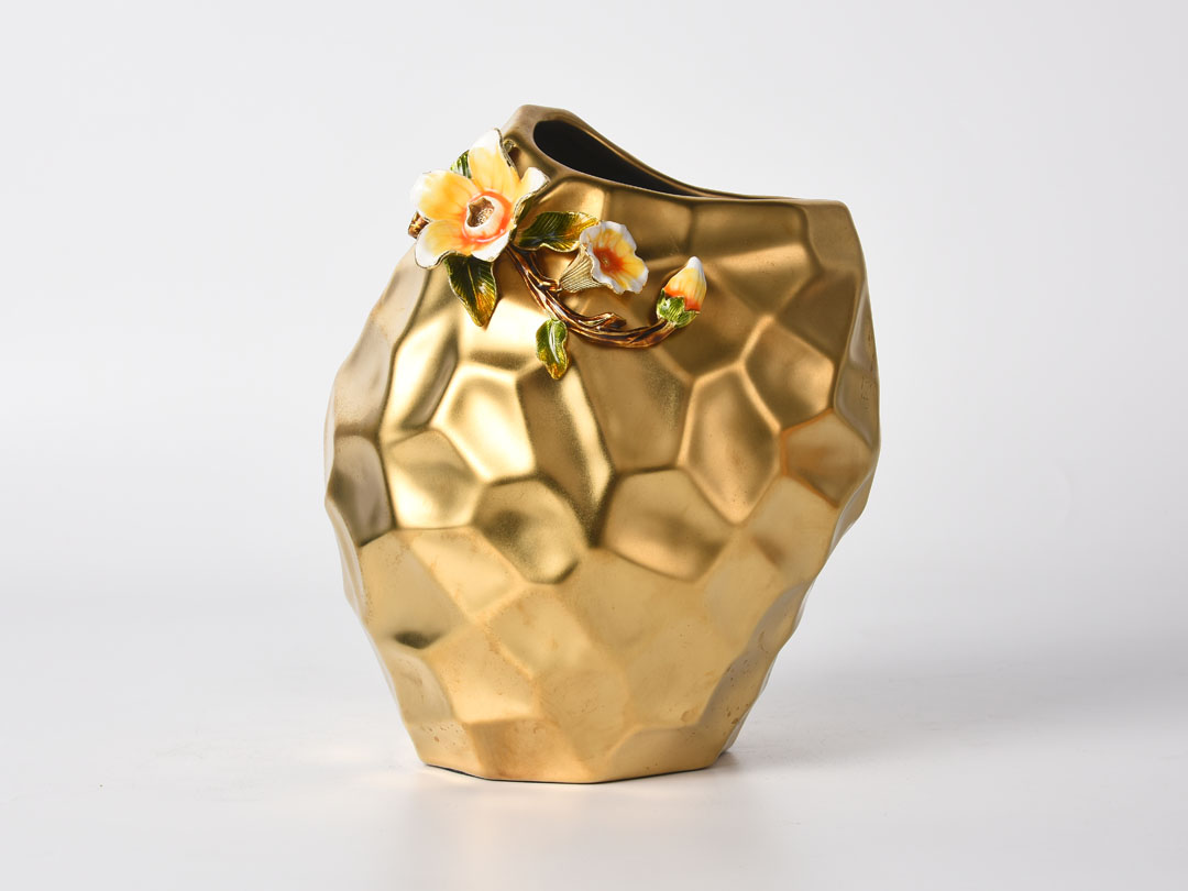 دکور گلدان سرامیکی رومیزی انتزاعی طلا