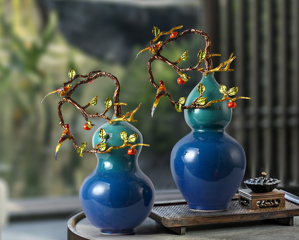 Chinese style gourd ceramic ornaments