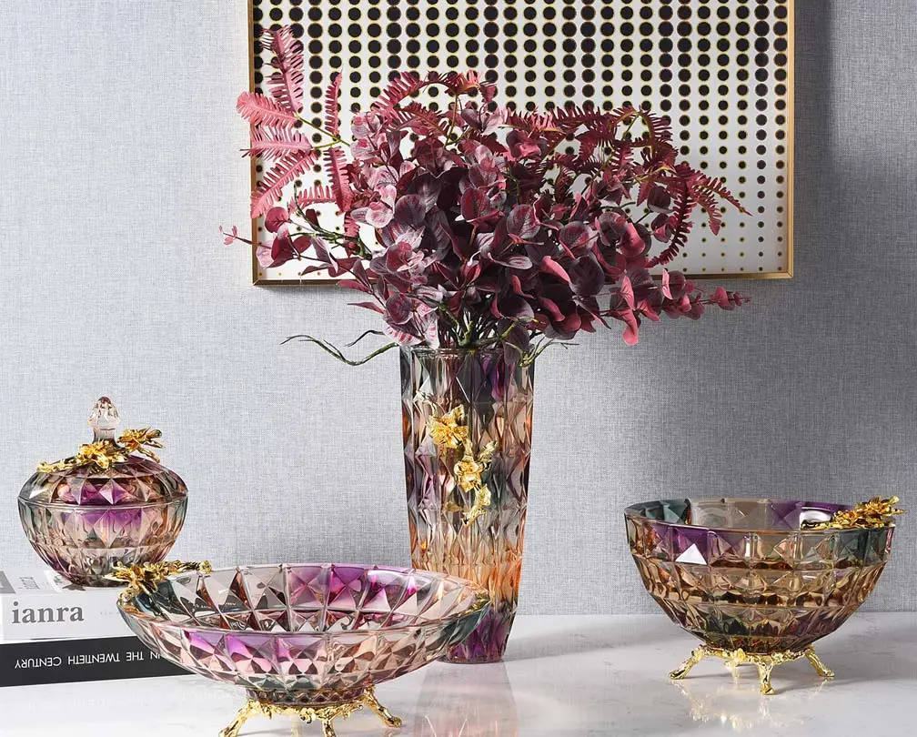 Colorful and luxurious glass vase for flower arrangement