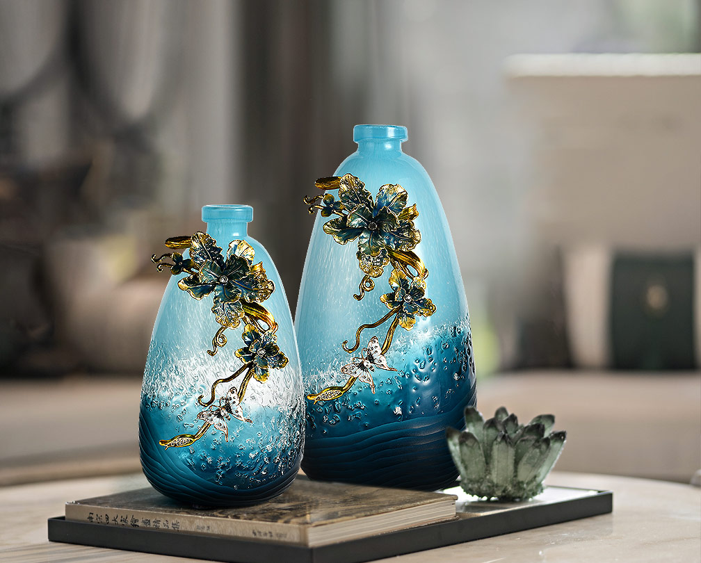 Emaljefarge kreativ blå vase