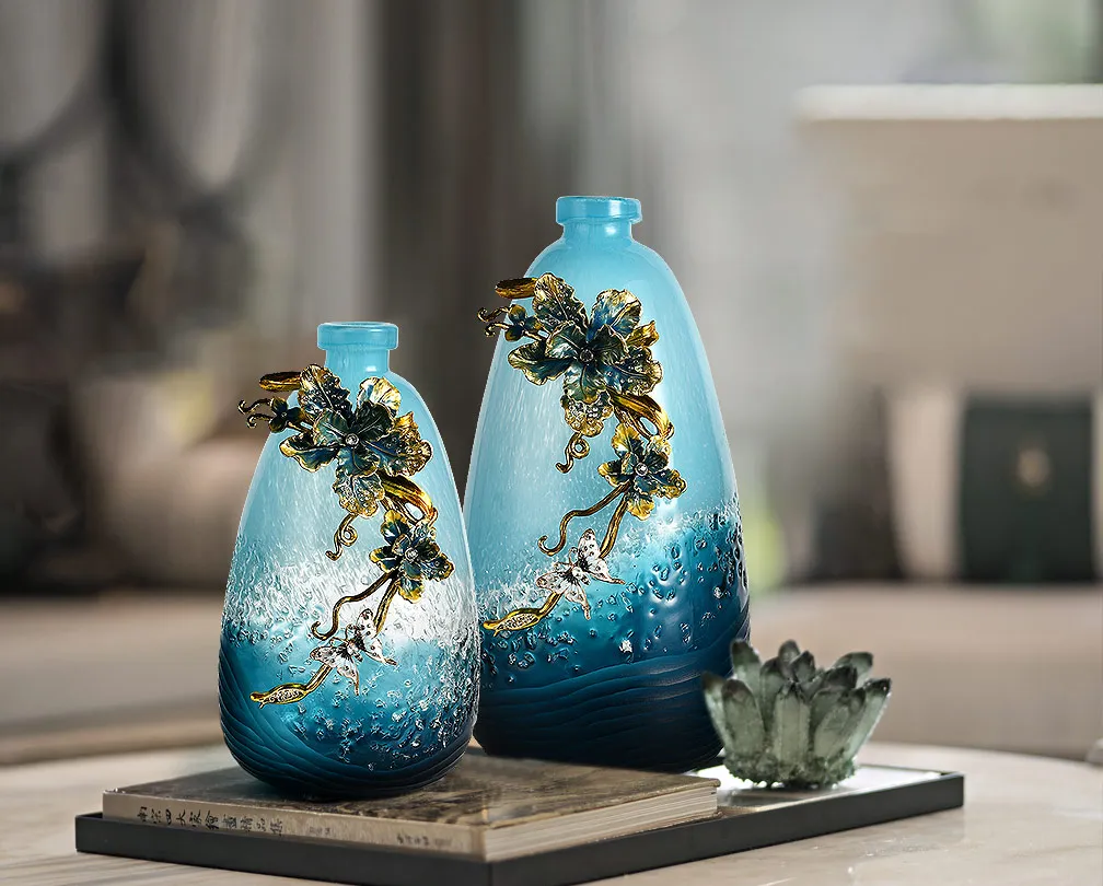 Enamel color creative blue vase