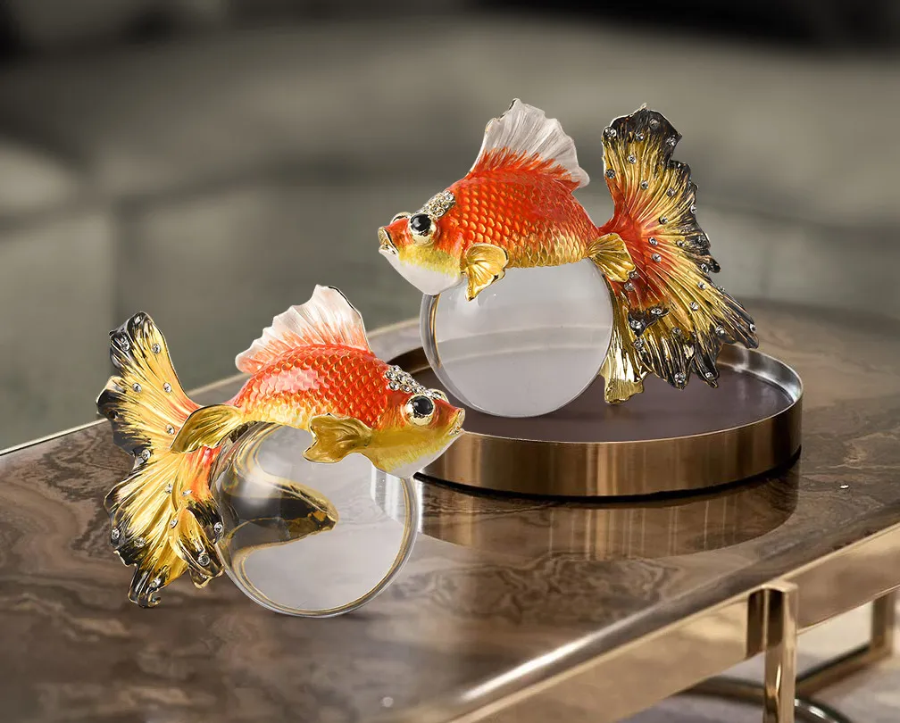 Enamel colored goldfish crystal ornaments