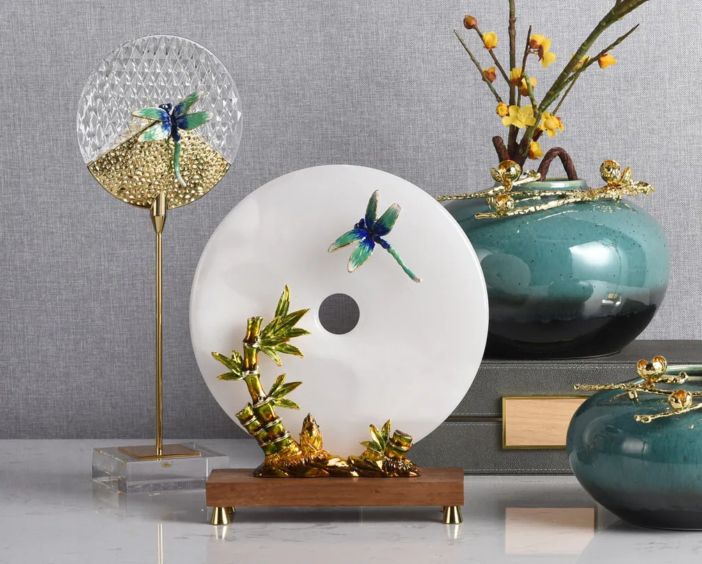 enamel-painted bamboo handicraft in New Chinese style with Zen inspiration