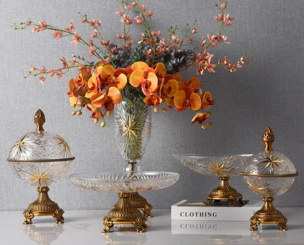Стеклянная тарелка с фруктами в европейском и американском стиле, минималистский ретро-набор из пяти предметов