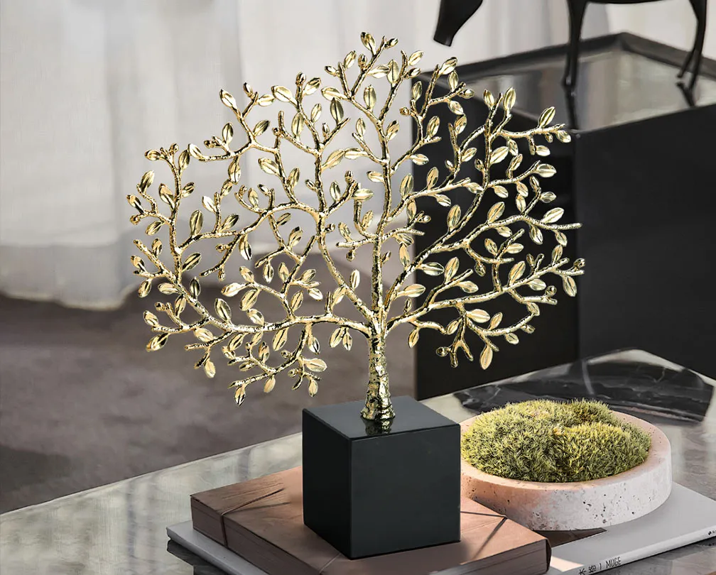 Gold metal wealth tree ornaments