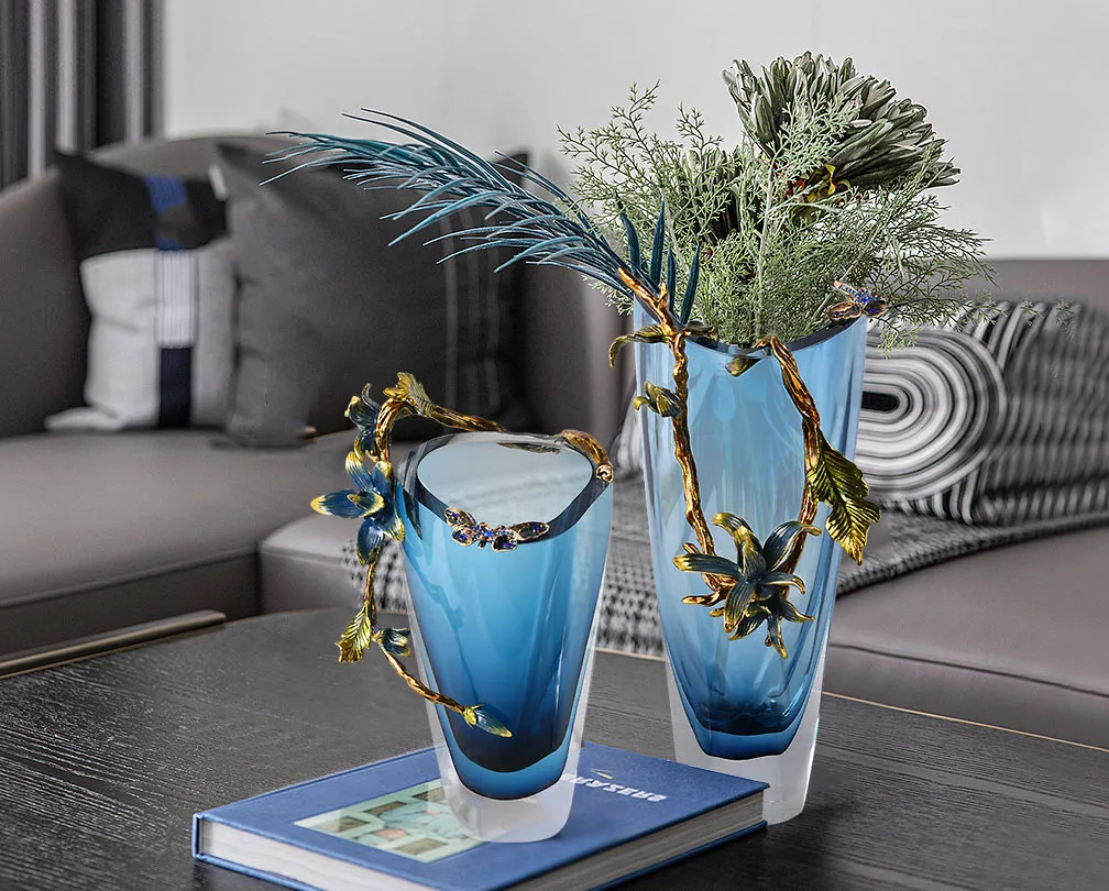 Gradient blue enamel vase