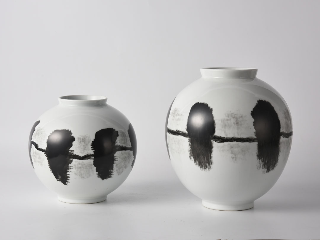 Картина с мастило Декорация на керамична ваза в китайски стил