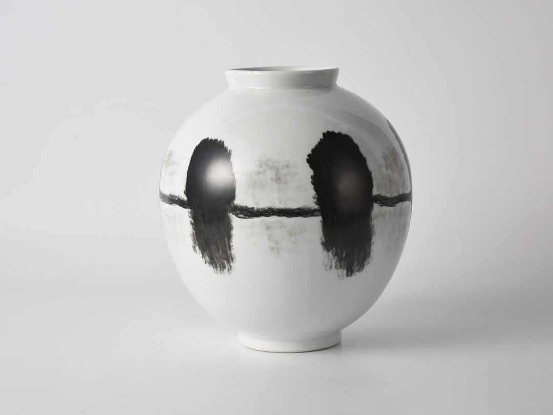 Картина с мастило Декорация на керамична ваза в китайски стил