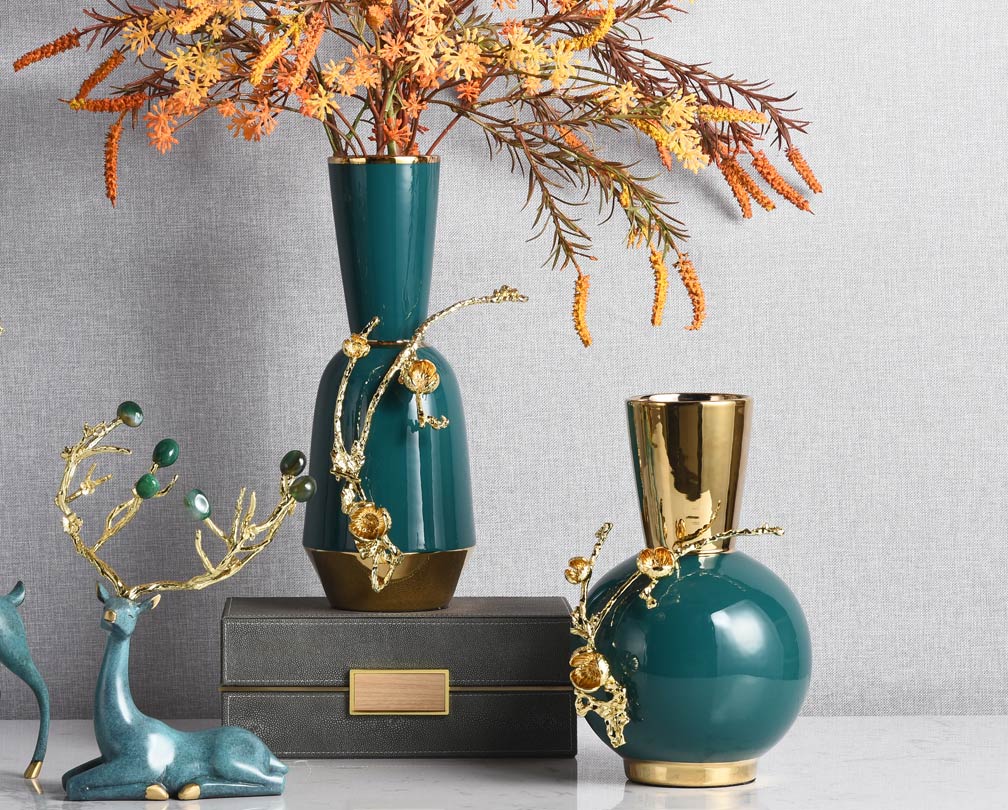 Light luxury new Chinese-style ceramic flower arrangement vase,