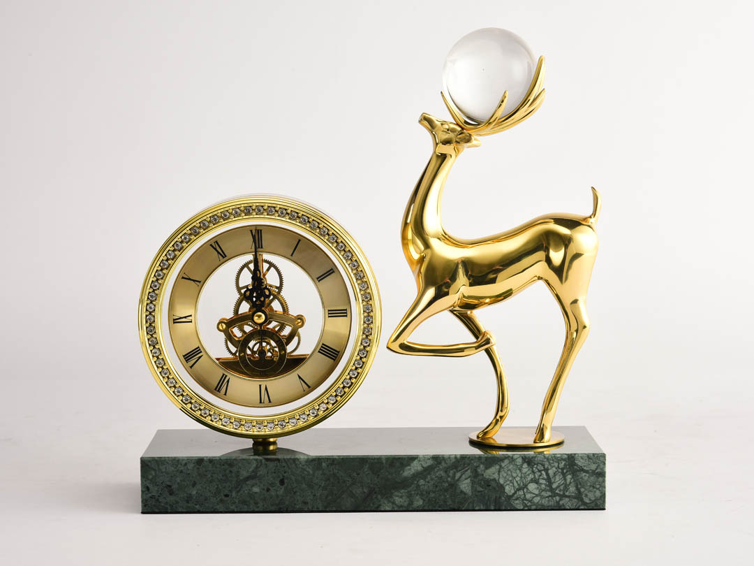 Luxury Copper Deer Table Clock