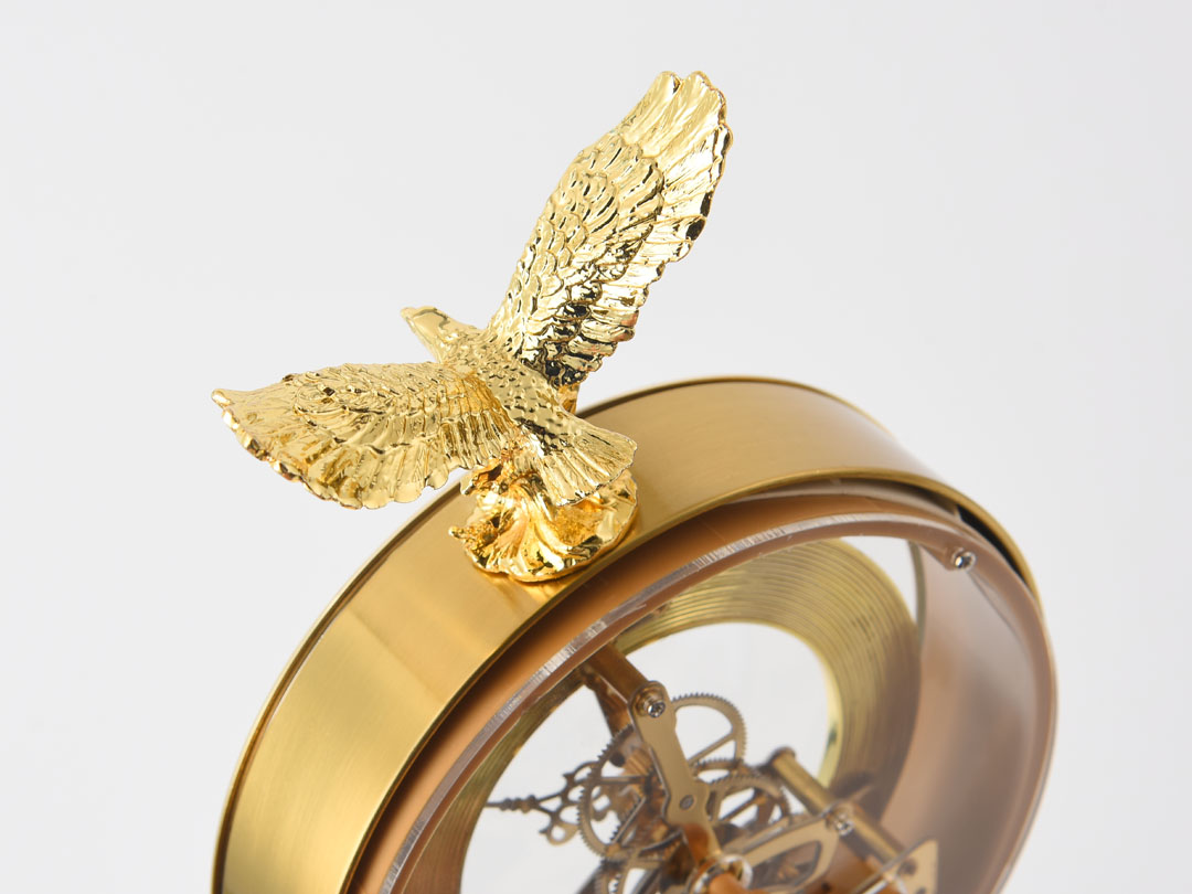 Metal Eagle Clock with Ceramic Decoration
