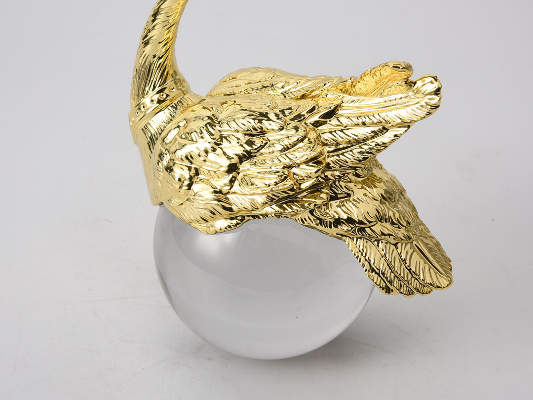 Metal Swan on Crystal Decor Sculpture Decorative Ornament
