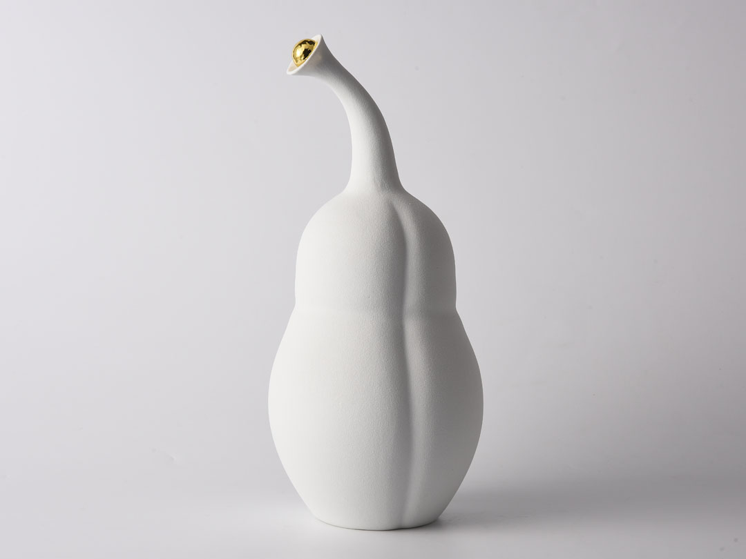 Minimalism White Gourd Ceramic Sculpture ອອກແບບທີ່ທັນສະໄຫມ