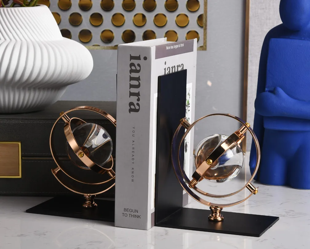 Modern luxury bookend artistic crystal globe creative ornament