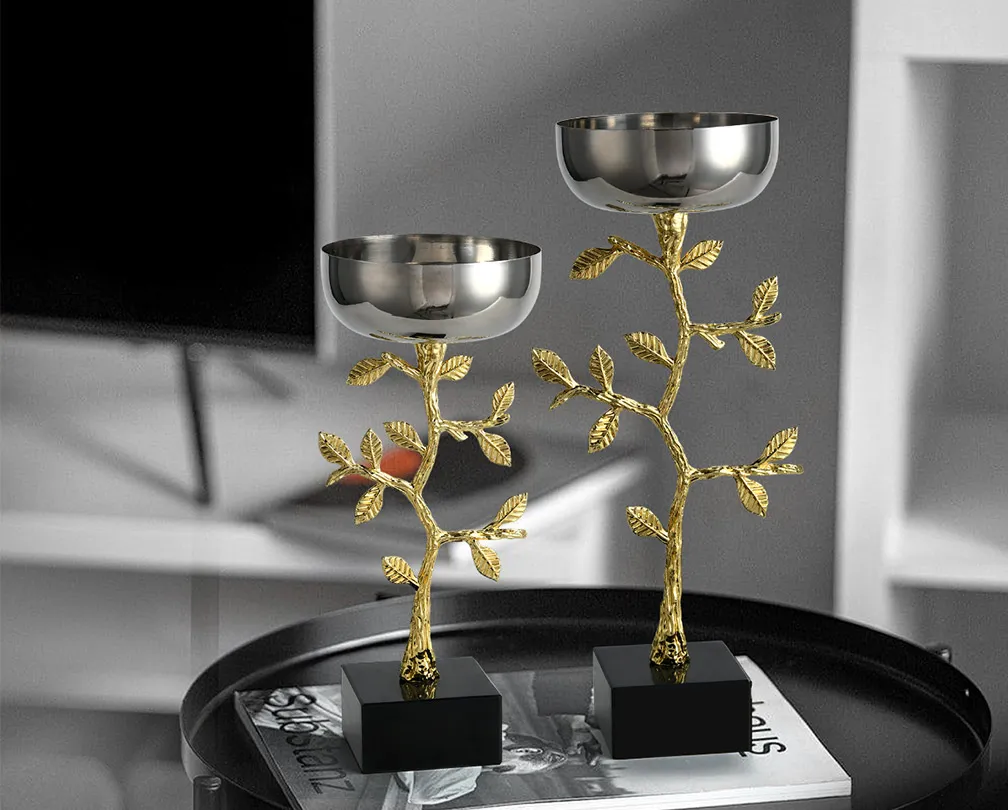 Money Tree Stainless Steel Candlestick