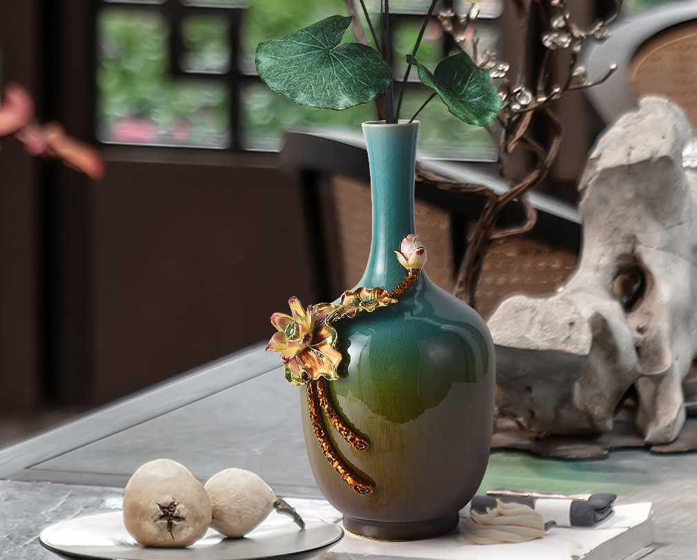 New Chinese-style Ceramic Vase with Enamel Craftsmanship Entrance Halls Ornament