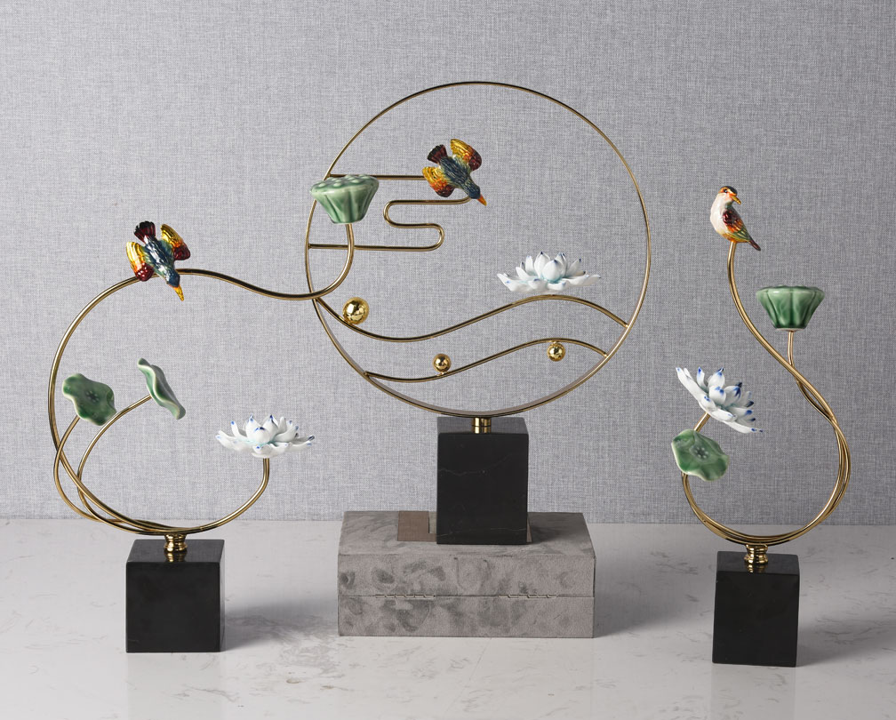 Új, kínai stílusú Zen Lotus pod dísztárgyak kreatív dekorelemek irodai puha bútorokhoz és borosszekrény-dekorációkhoz