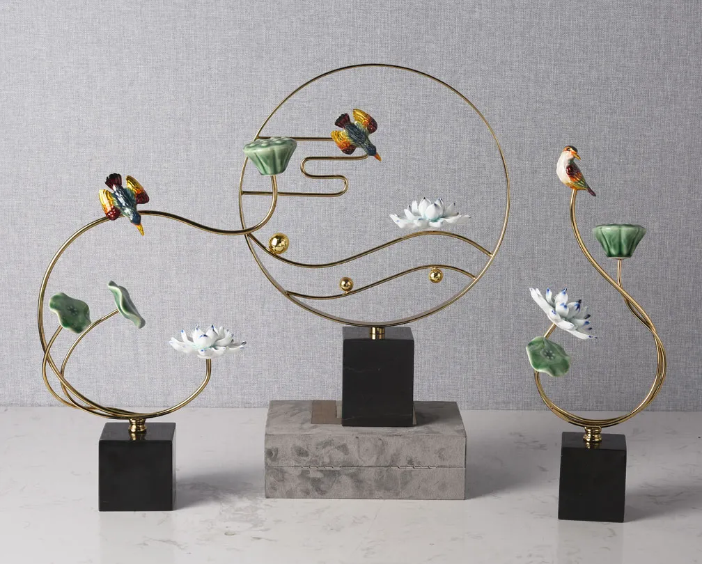 Nauji kiniško stiliaus Zen Lotus Pod Ornament kūrybiniai dekoro elementai, skirti minkštiems biuro baldams ir vyno spintelių dekoravimui