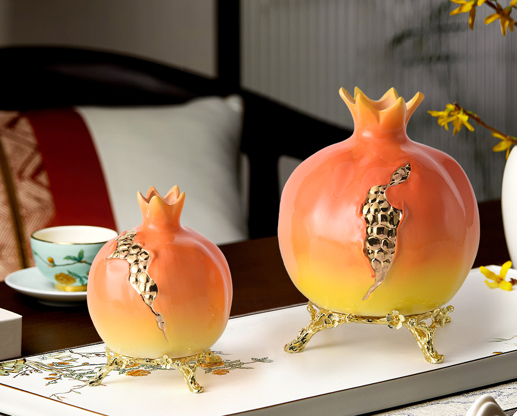 Pomegranate Vase modern and new Chinese style home decoration handmade ceramic craft