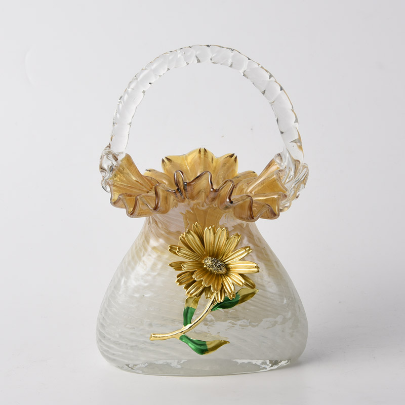 Glass enamel color portable flower basket