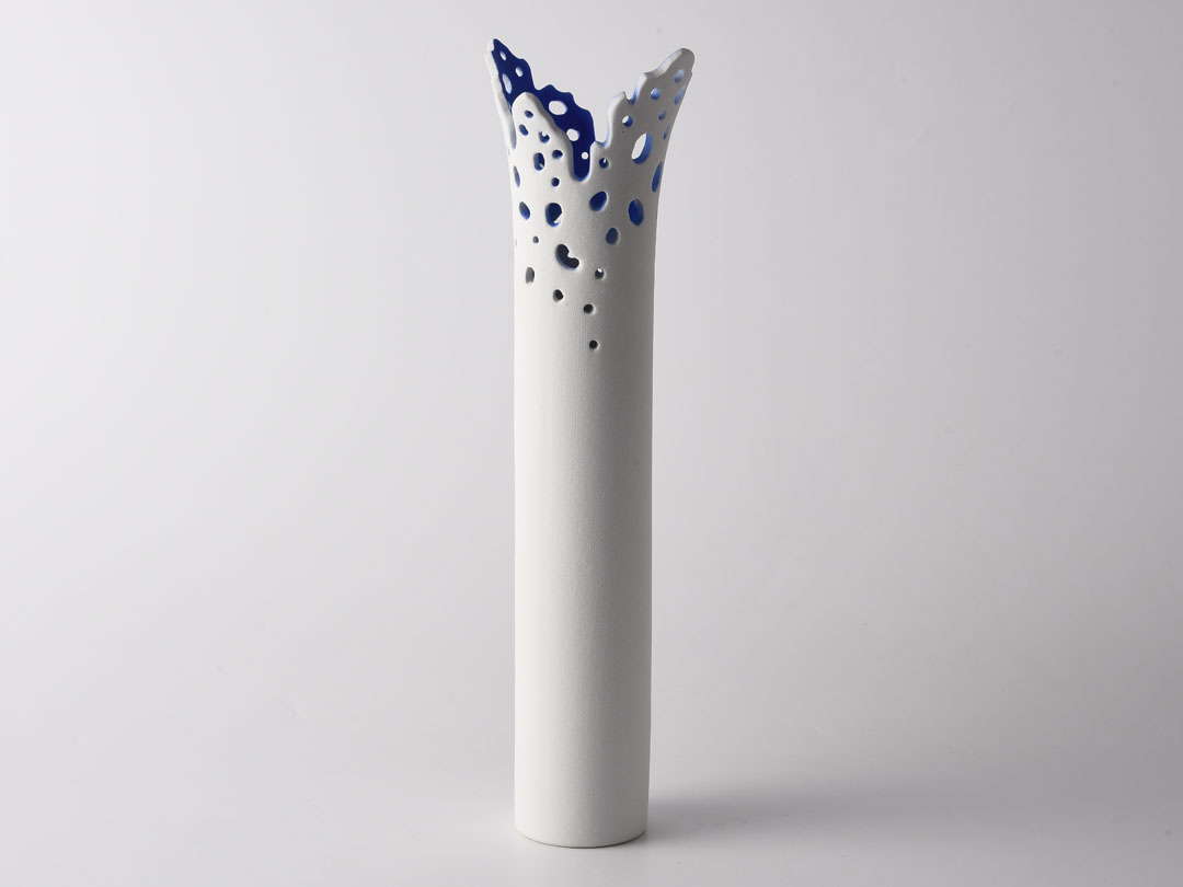 Tall Columnar Modern White Ceramic Vases Decor
