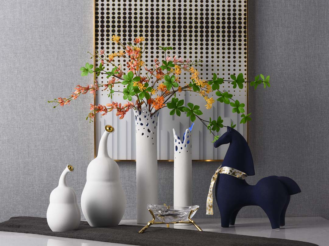 Aukštas stulpelis Modernus baltas keraminių vazų dekoras