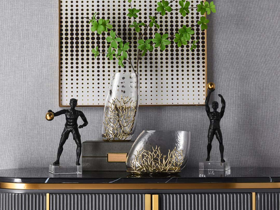ແກ້ວໃສໆຮູບ U ເປັນປົກຫຸ້ມດ້ວຍ Coral Bedroom Vase Decor