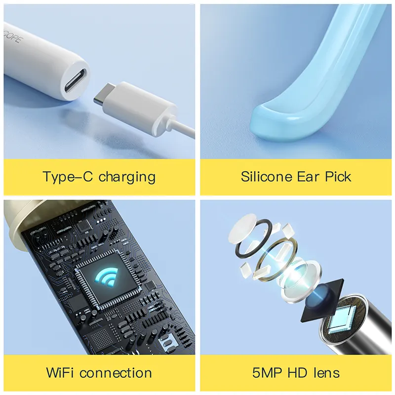 Detergente per orecchie impermeabile IP67 con fotocamera