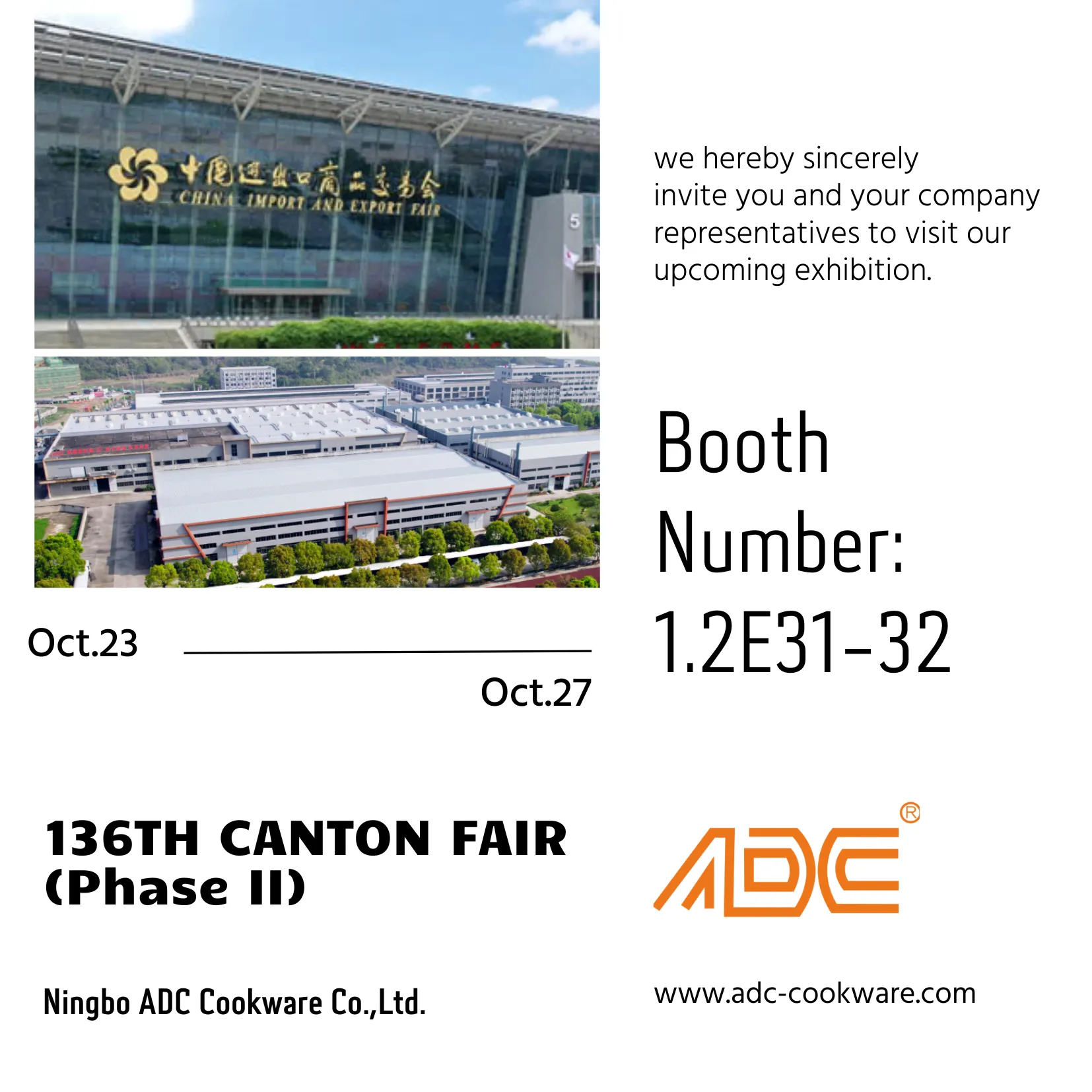 Sluit je aan bij Ningbo ADC Cookware op de 136e Canton Fair!