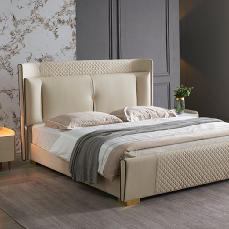 Nouveau lit de luxe léger en cuir design