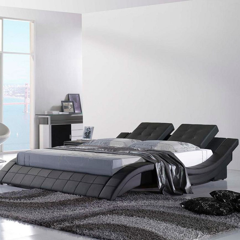 Moderne design læder S-formet seng