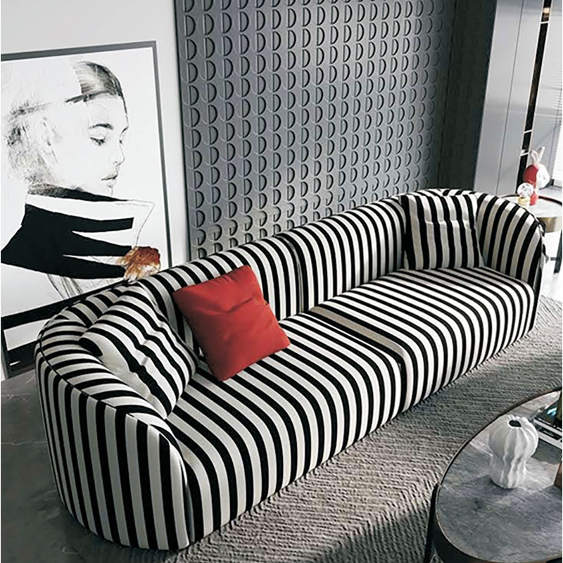 Modernes, leichtes, luxuriöses Sofa aus schwarzem und weißem Stoff