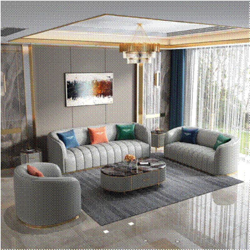 Canapé en cuir de salon de luxe léger et moderne
