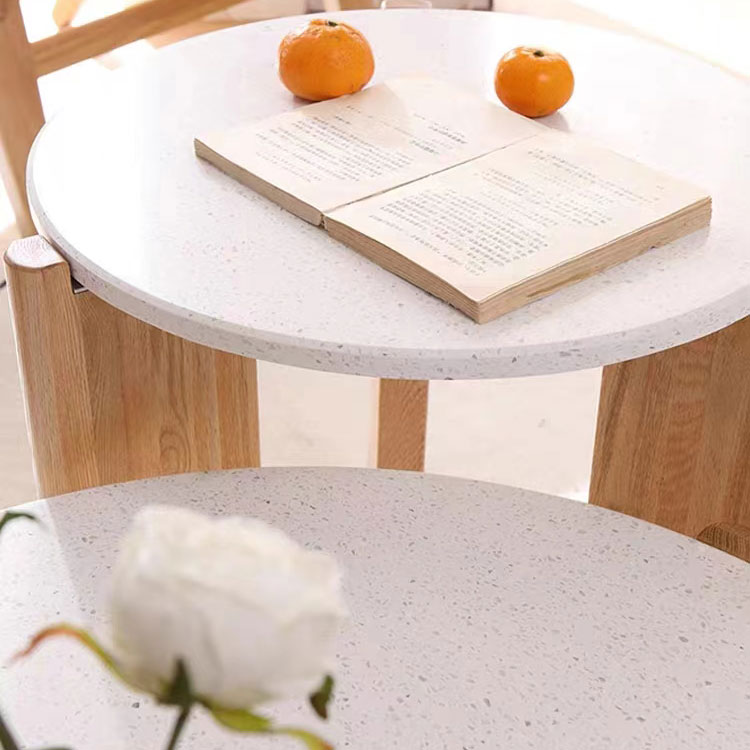 Table basse ronde en bois massif de style simple