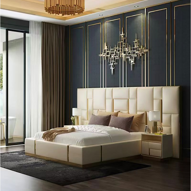 Modernin designin ylelliset king-size-makuuhuoneen huonekalut