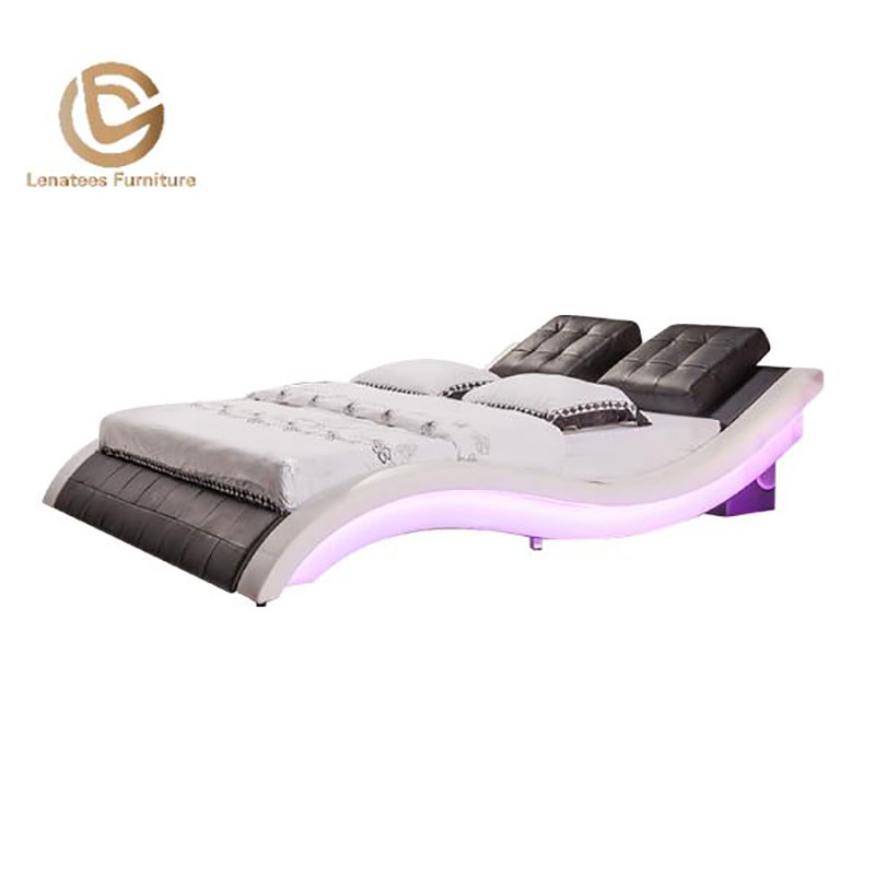 Cadre de lit en cuir avec lumière LED