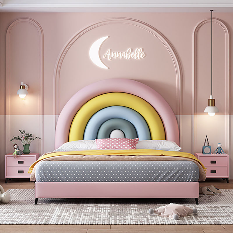 Kreativ regnbue tegneserie sød pige soveværelse seng