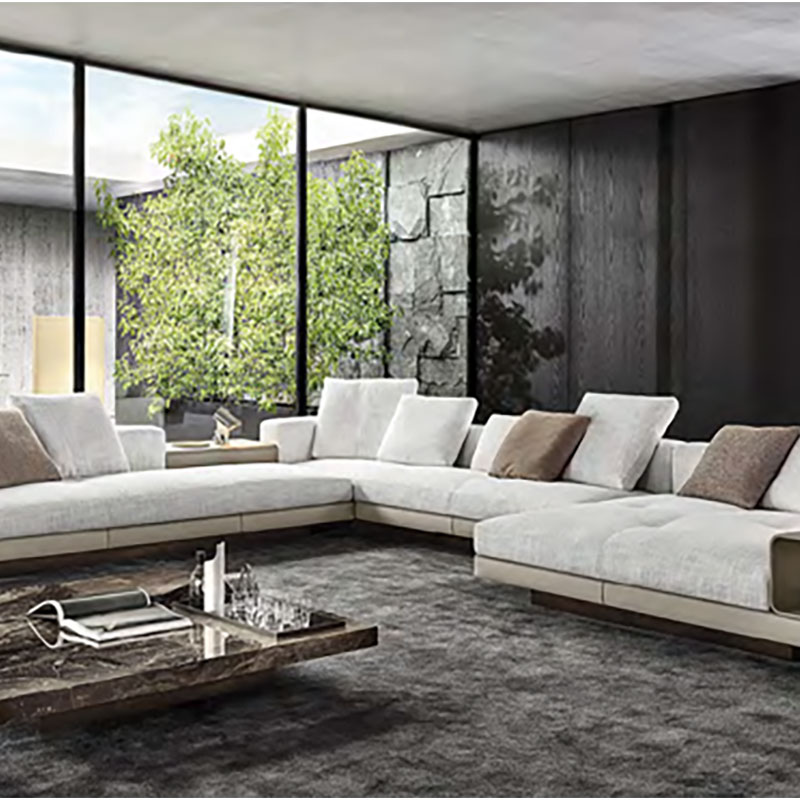 Sofá de sala de estar em tecido de algodão e linho de alta qualidade
