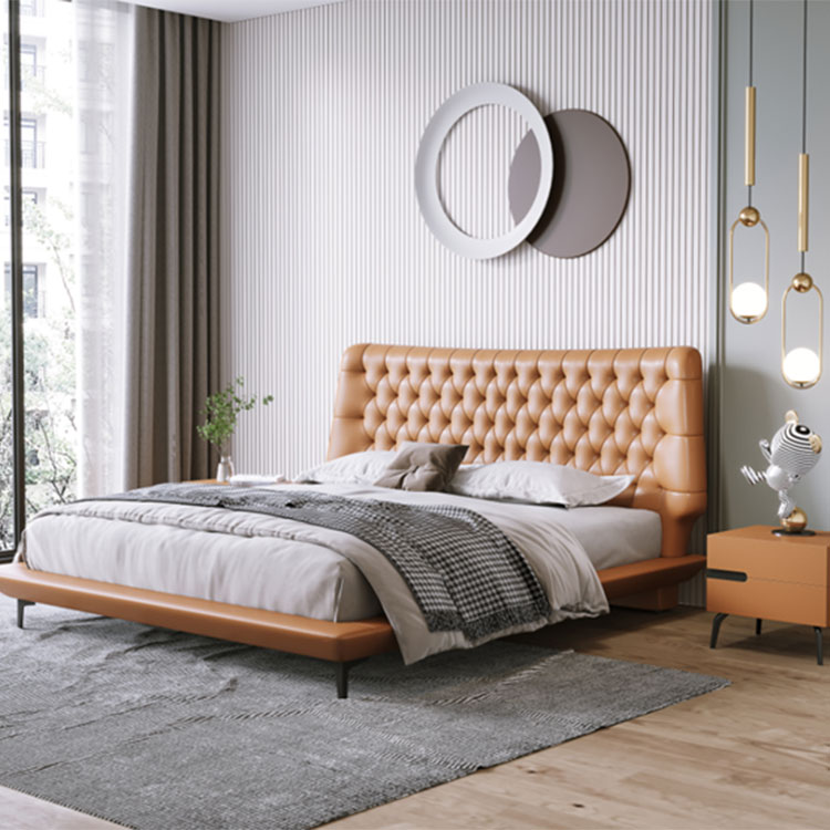 Leather Luxury King Size Tufted Bed