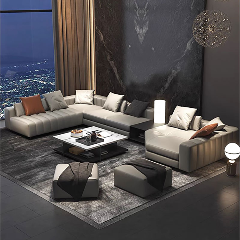 Italian Minimalist Leather Living Room Sofa