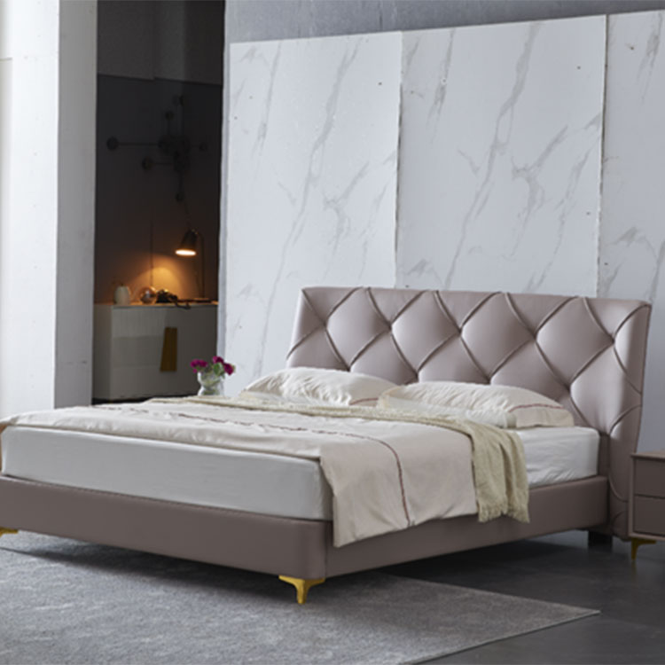 Világos luxus modern bőr king méretű ágy