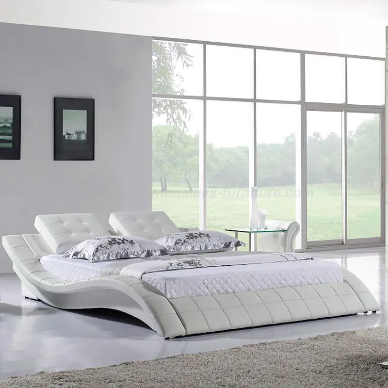 Cama en forma de S de cuero de diseño moderno