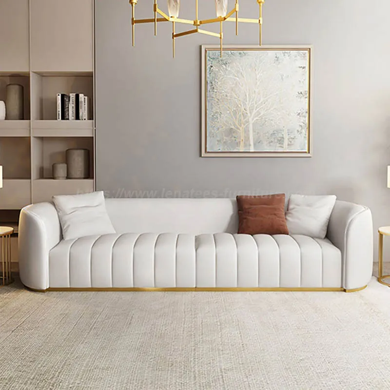 Modernes, einfaches Sofa aus Stoff mit Kontaktflächensimulation