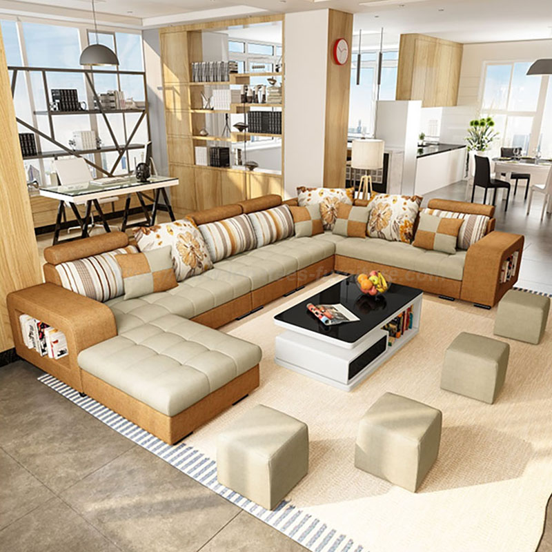 U-muotoinen moderni olohuoneen sohva