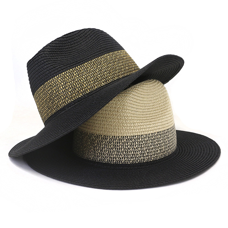 Mens Black Paper Straw Panama Fedora Hat