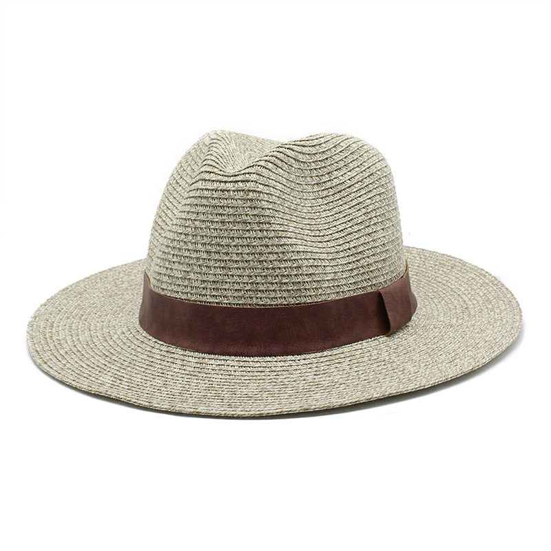 Cappello di paglia Fedora a tesa larga da uomo estivo con nastro personalizzato