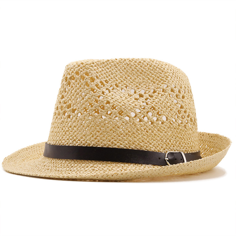 Cappello trilby in paglia intrecciata a mano da spiaggia per uomo