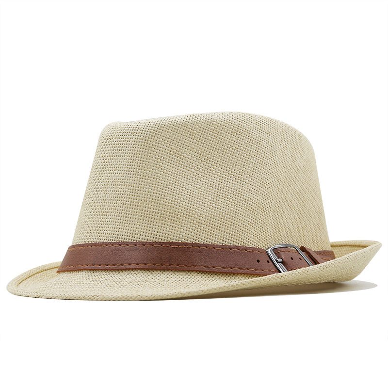 Plain Pu Leather Belt Trilby Fedora Straw Hats