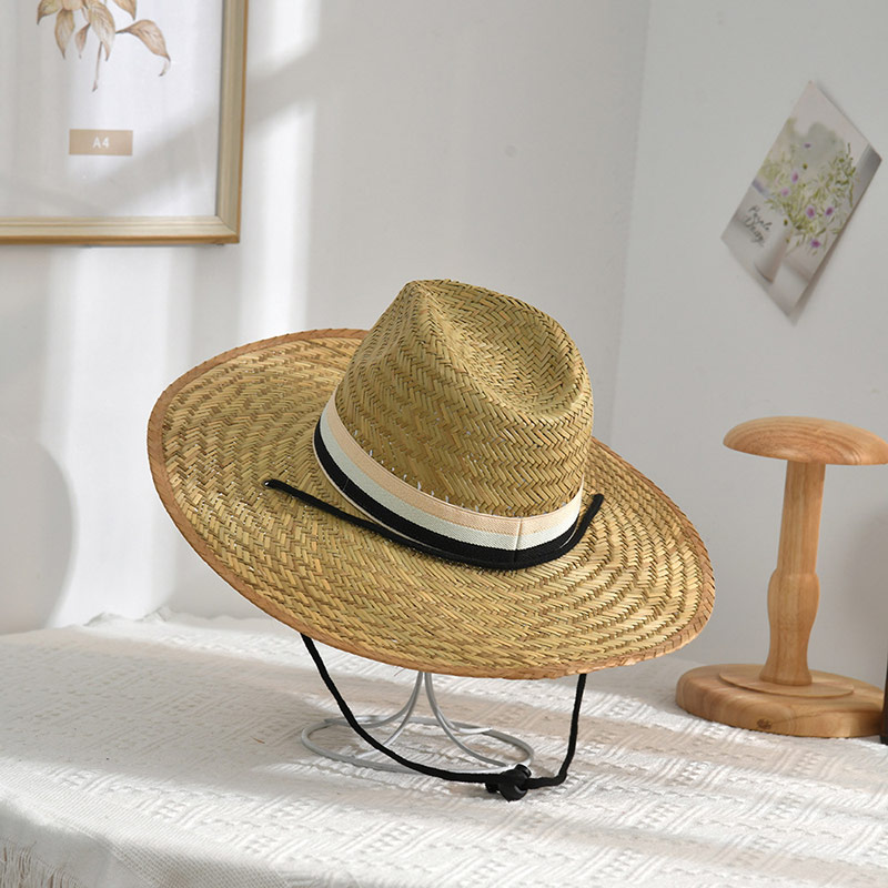 Cappello Fedora Panama a tesa larga da spiaggia in paglia naturale ventilata