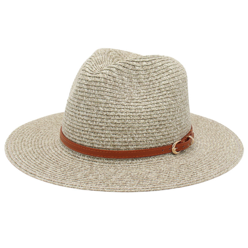 Cappello da spiaggia Fedora da uomo in paglia intrecciata di colore misto